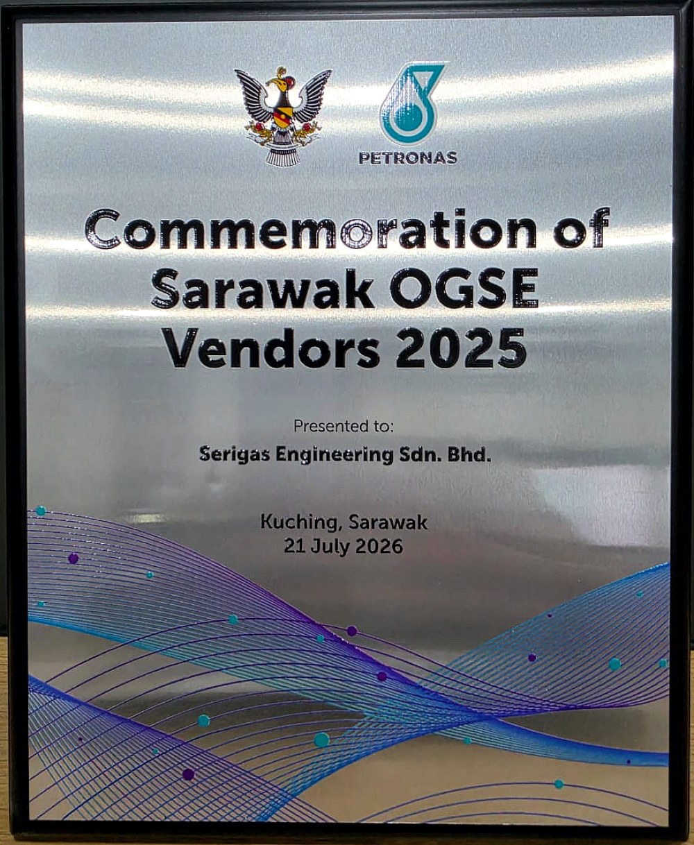Commemoration of Sarawak OGSE Vendors 2025 award presented to Serigas Engineering Sdn. Bhd.